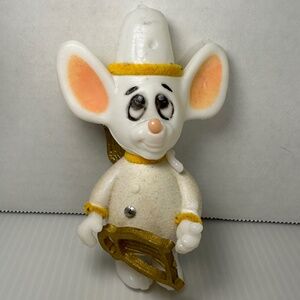 VINTAGE MERRY MICE FLOCKED ANGEL MOUSE CHRISTMAS ORNAMENT JASCO HONG KONG